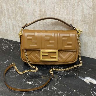 Fendi Embossed Leather Shoulder Bag
