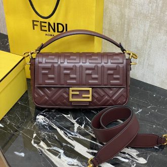 Fendi Embossed Leather Shoulder Bag