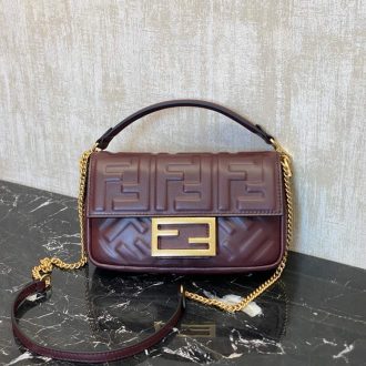 Fendi Embossed Leather Shoulder Bag