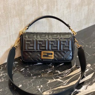 Fendi Embossed Leather Shoulder Bag