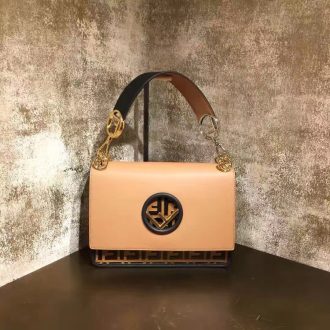 Fendi Leather Shoulder Bag with Logo Accent
