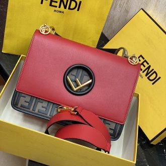 Fendi Iconic Red Leather Shoulder Bag