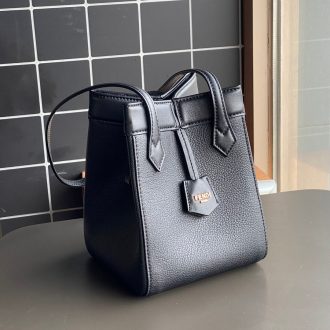 Fendi Black Pebbled Leather Mini Tote Bag