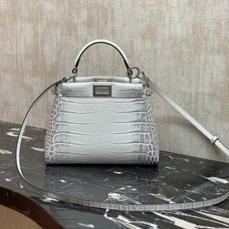 Fendi Croc-Embossed Leather Handbag