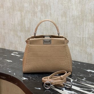 Fendi Croc-Embossed Leather Handbag