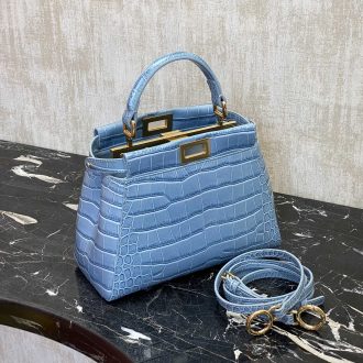 Fendi Crocodile-Embossed Leather Handbag