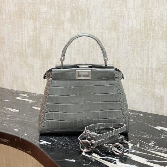 Fendi Croc-Embossed Leather Handbag