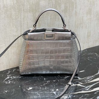 Fendi Croc Embossed Leather Handbag