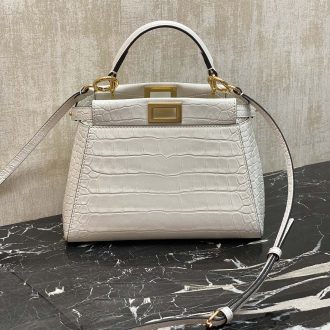 Fendi Croc-Embossed Leather Handbag