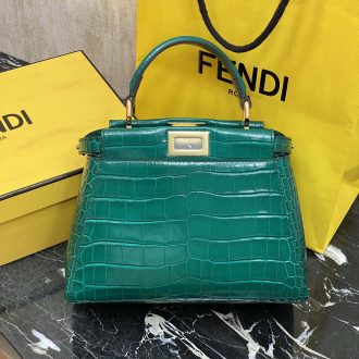 Fendi Crocodile-Embossed Top Handle Bag