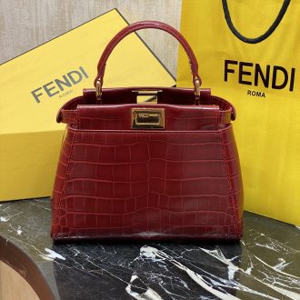 Fendi Croc-Embossed Leather Handbag