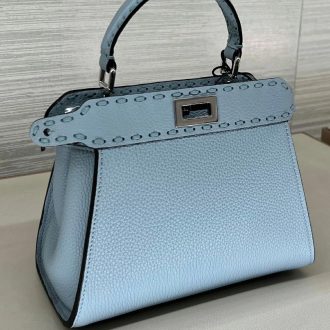 Fendi Elegant Blue Leather Handbag