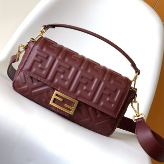 Fendi Embossed Leather Shoulder Bag