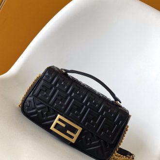 Fendi Embossed Leather Shoulder Bag