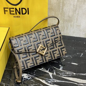 Fendi Embossed Logo Leather Crossbody Bag