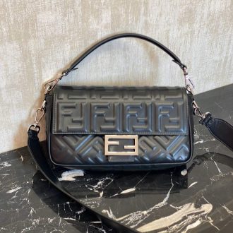 Fendi Embossed Leather Baguette Bag