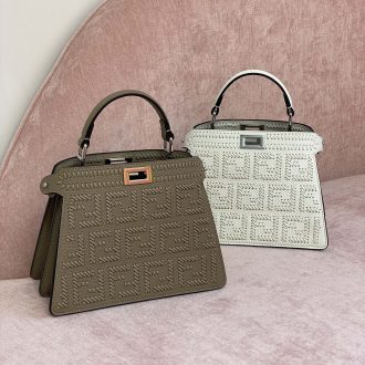 Fendi Embossed Leather Top Handle Bags