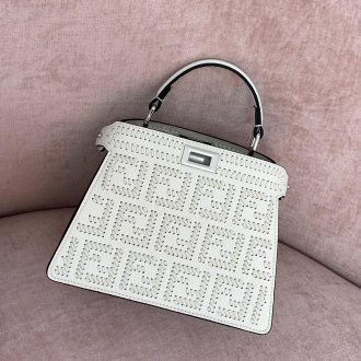 Fendi Peekaboo White Leather Tote