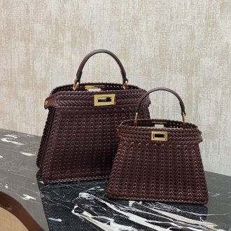 Fendi Elegant Braided Leather Handbag Set