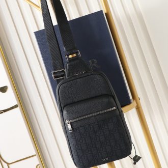 Dior Men's Black Monogram Sling Bag