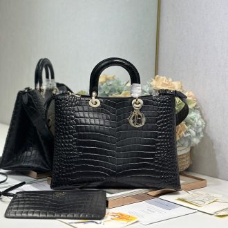 Dior Crocodile-Embossed Leather Tote