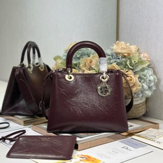 Dior Burgundy Leather Handbag