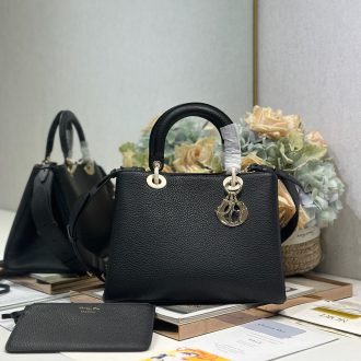 Dior Black Pebbled Leather Handbag