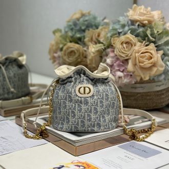 Dior Drawstring Monogram Bucket Bag