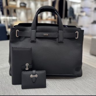 Dior Elegant Black Leather Handbag Set