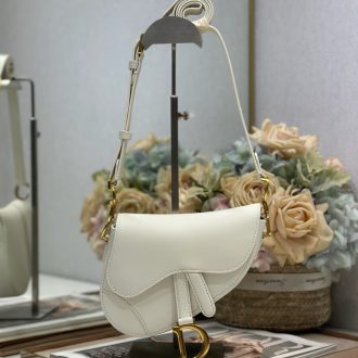 Dior Saddle Bag in White Leather