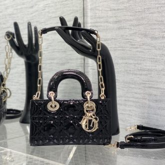 Dior Mini Black Patent Leather Chain Bag
