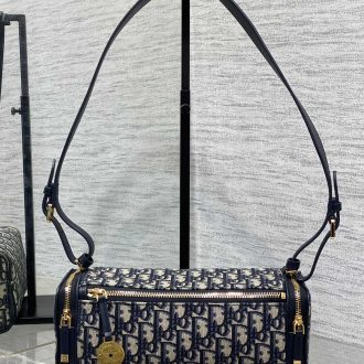 Dior Navy Monogram Cylinder Bag