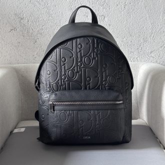 Dior Black Embossed Leather Backpack