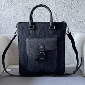 Dior Signature Leather and Canvas Tote Bag