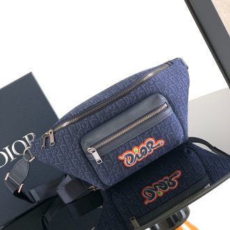 Dior Graffiti-Embroidered Canvas Belt Bag