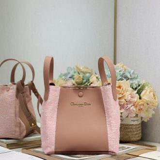 Dior Pink Leather and Tweed Tote Bag