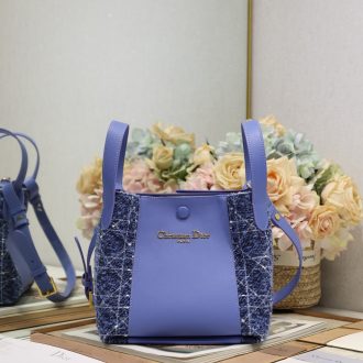 Dior Blue Tweed and Leather Shoulder Bag