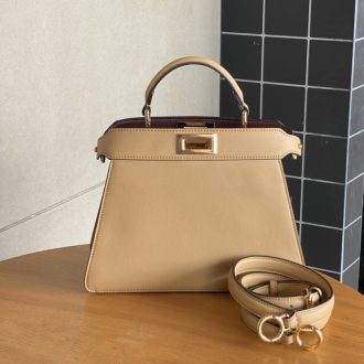 Fendi Elegant Beige Leather Handbag