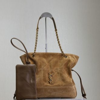 YSL Suede Shoulder Bag with Chain Straps
