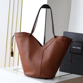 YSL Brown Leather Tote Bag