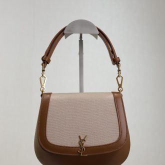 YSL Leather and Canvas Shoulder Bag