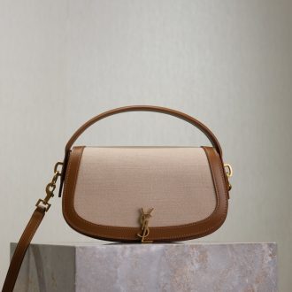 YSL Classic Canvas and Leather Saddle Bag
