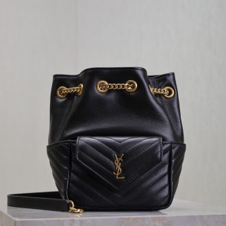 YSL Leather Drawstring Bucket Bag