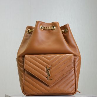 YSL Leather Quilted Drawstring Backpack