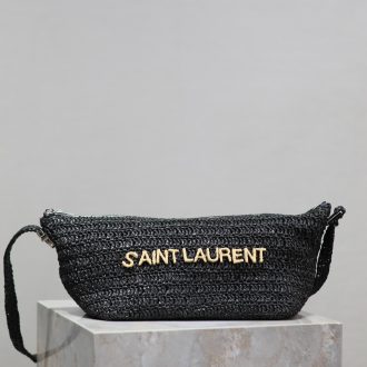 YSL Saint Laurent Black Woven Clutch
