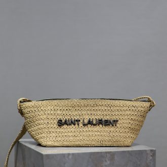 YSL Raffia Logo Clutch