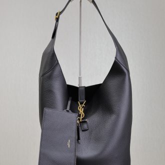 YSL Leather Hobo Bag with Gold Accent