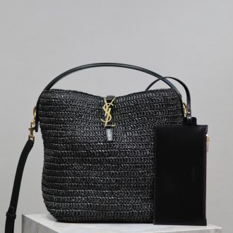 YSL Raffia and Leather Shoulder Bag
