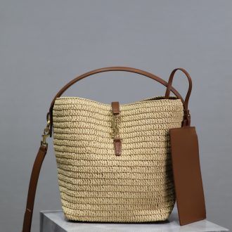 YSL Raffia and Leather Tote Bag