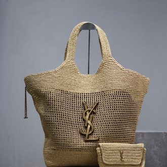 YSL Braided Tote Bag with Removable Pouch